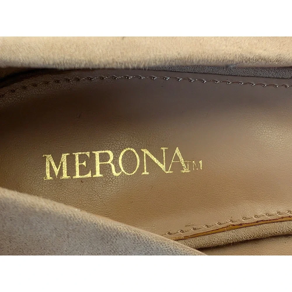 Merona Tan Faux Suede Wedge Pumps Round Toe Professional Shoes Womens 8.5